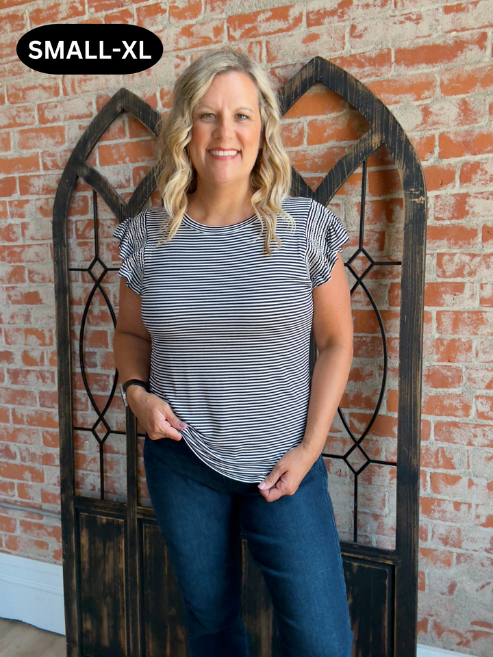 Call You Mine Striped Ruffle Sleeve