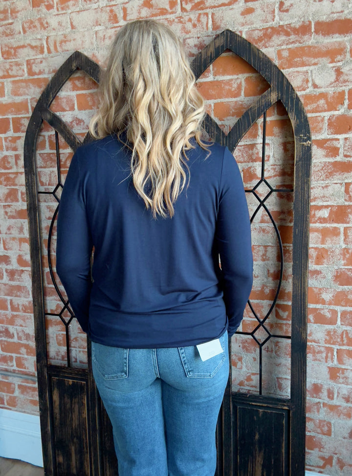 Best I've Ever Had Basic Long Sleeve- Navy & White