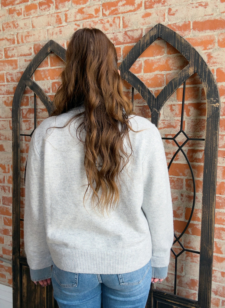 With Every Breath Denim Trimmed Cardigan