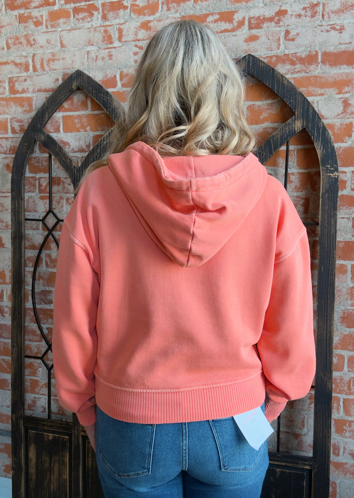 Think Again Half Zip Hoodie-Coral