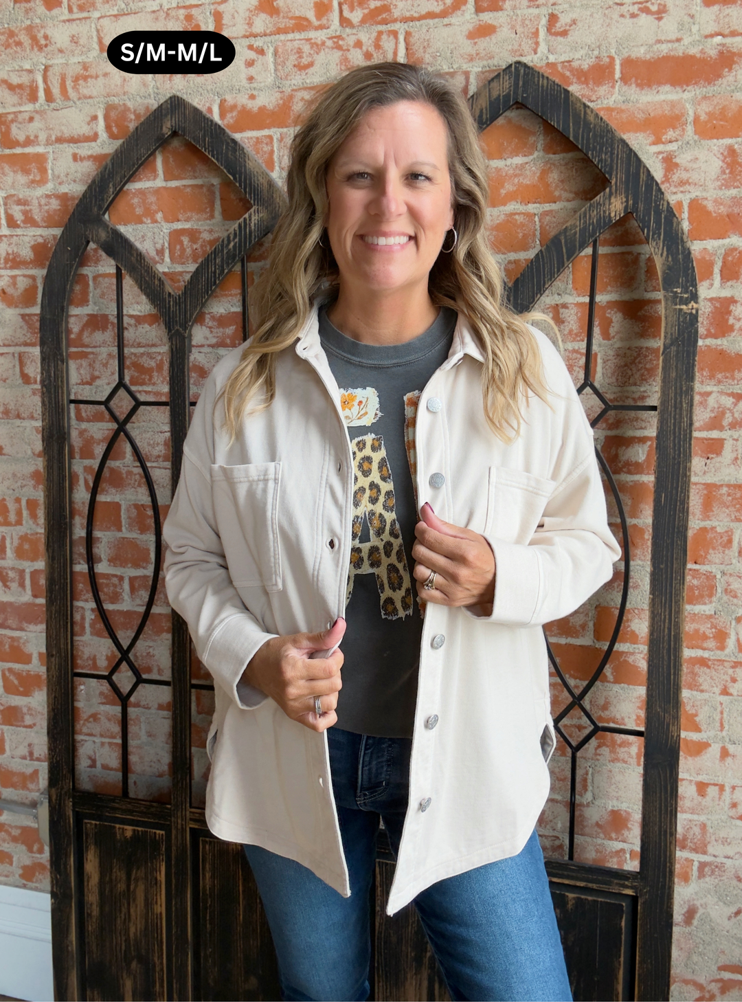 Time Goes By Knit Denim Shacket-Oatmeal