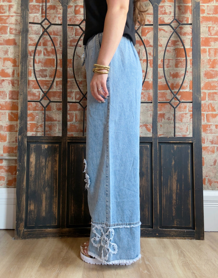 Make A Statement Embroidered Floral Knit Jean