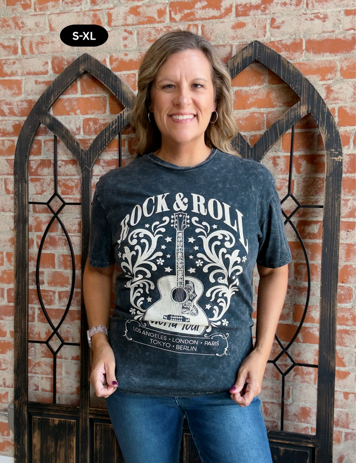 Vintage Rock & Roll Black Graphic Tee