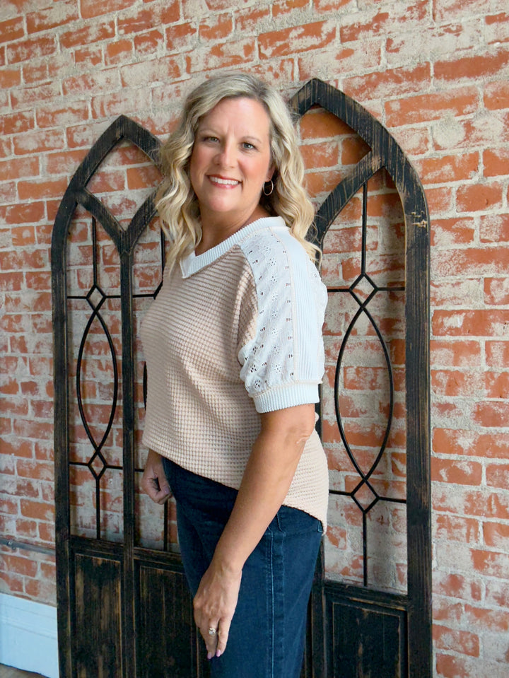 On The Muted Side Lace Sleeve Tee