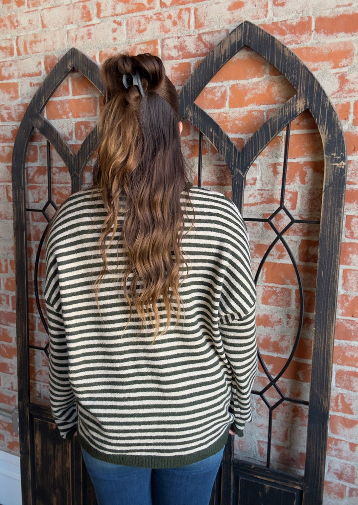 Lift Me Up Henley Sweater-Olive