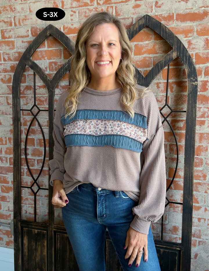 Be There Floral Ribbed Color Block