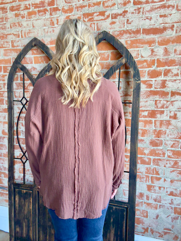 Got Your Back Gauze Button Up- 6 Colors
