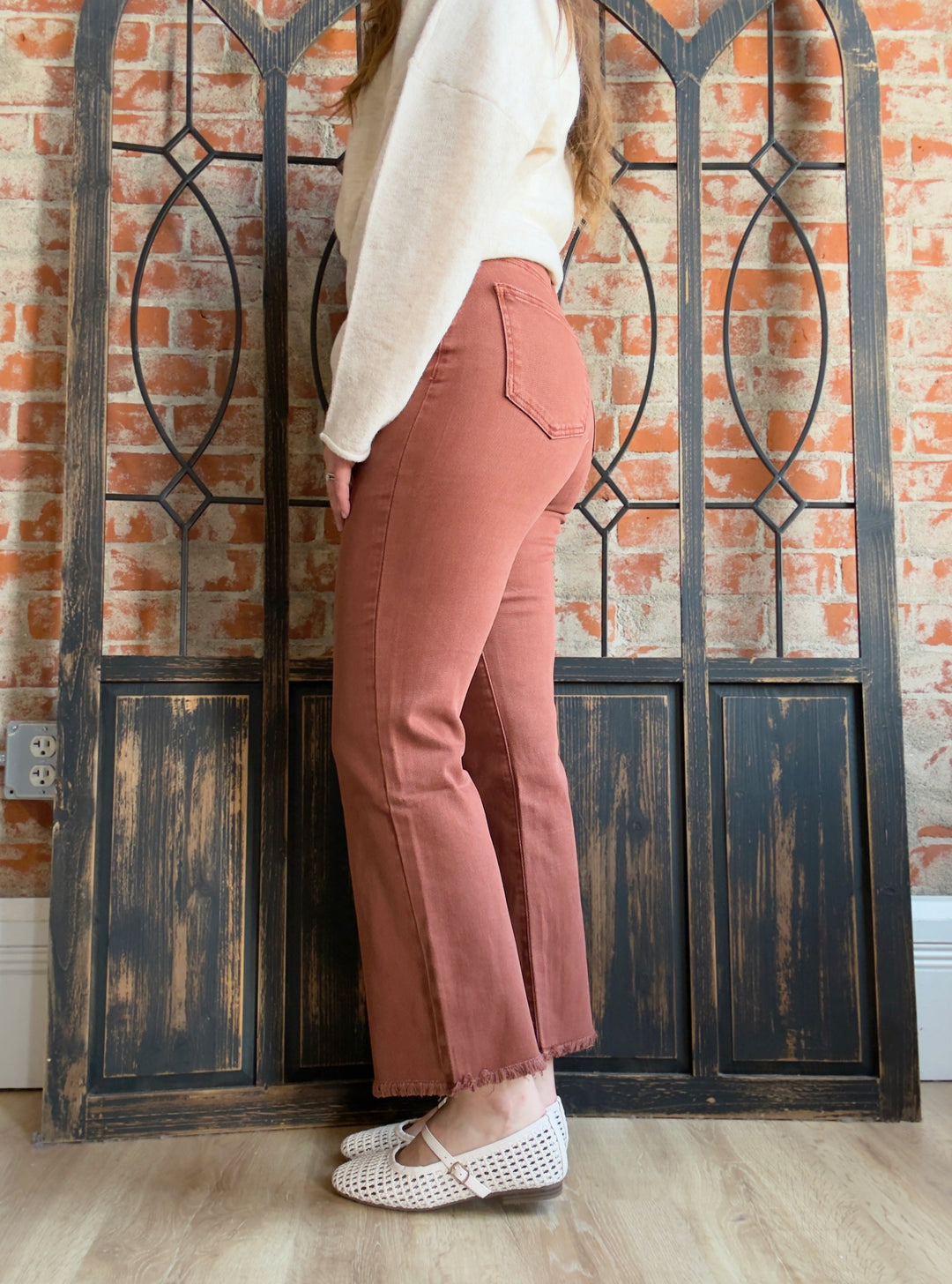 Zenana It's A Necessity Kick Flare- Dark Rust