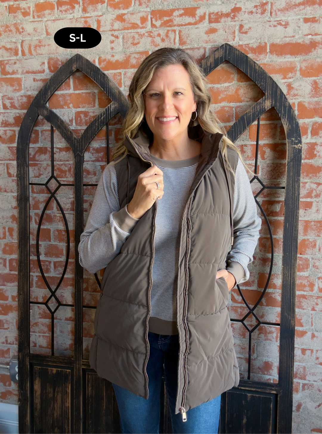 Warm Hug Long Puffer Vest-Mocha