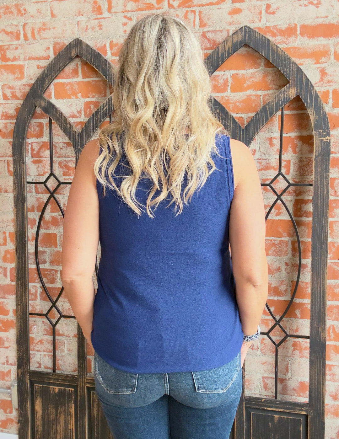 Be There Sweater Tank-Navy