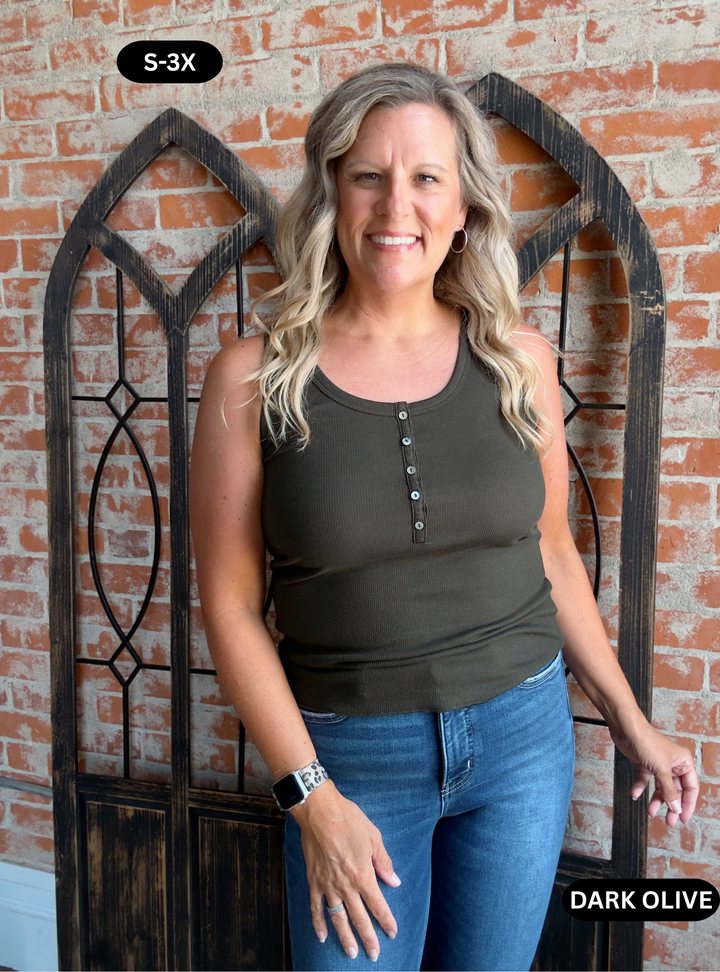 In The Knick Of Time Henley Tanks-2 Colors