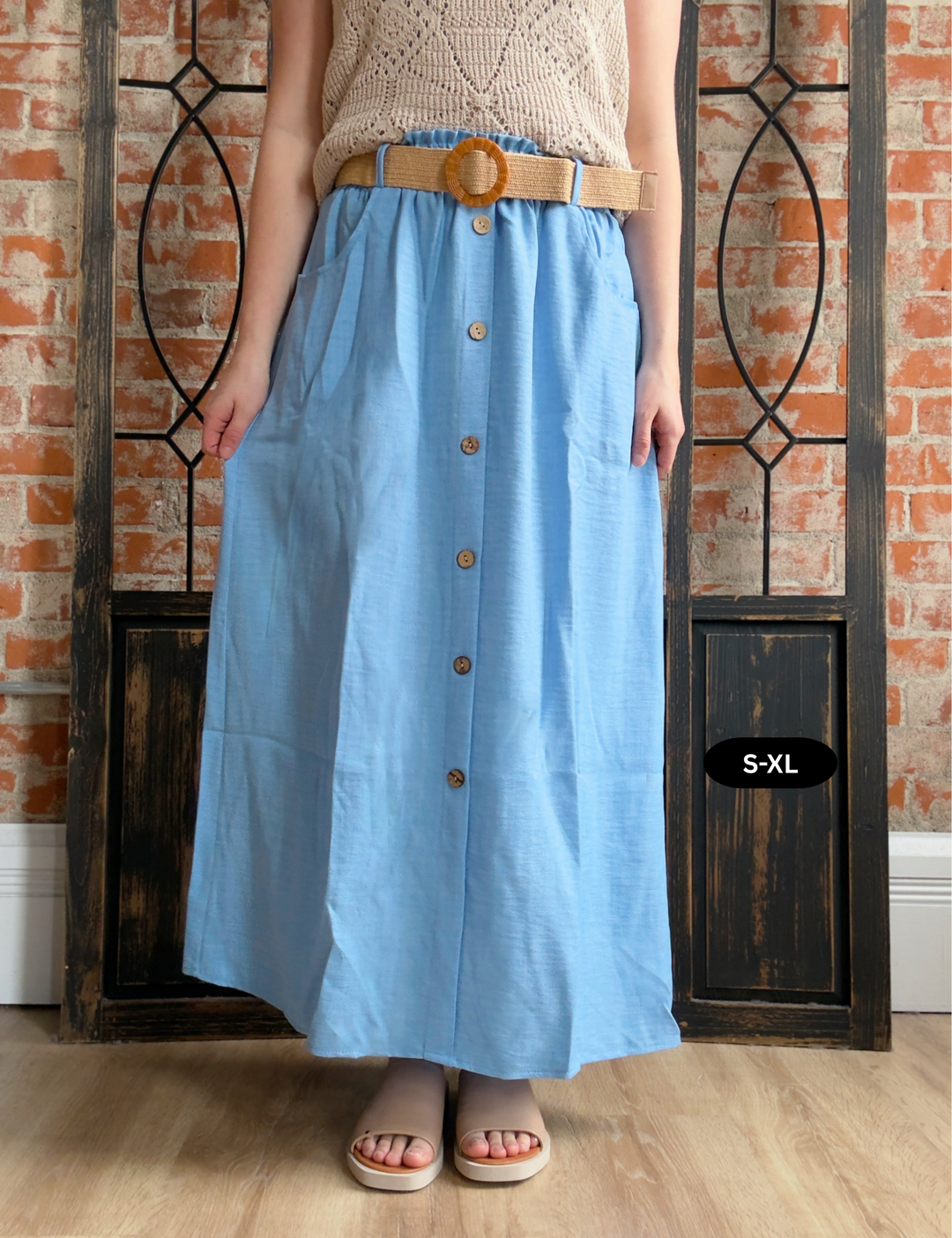 Take Me To France Button Skirt