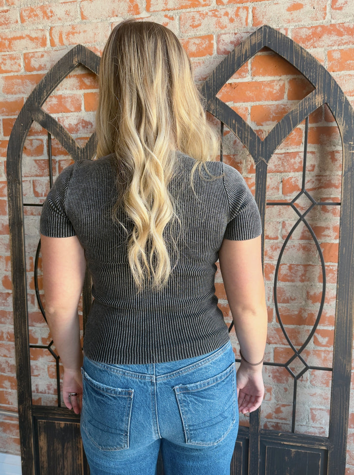 Don't Call Me Ribbed Cropped Tee-2 Colors