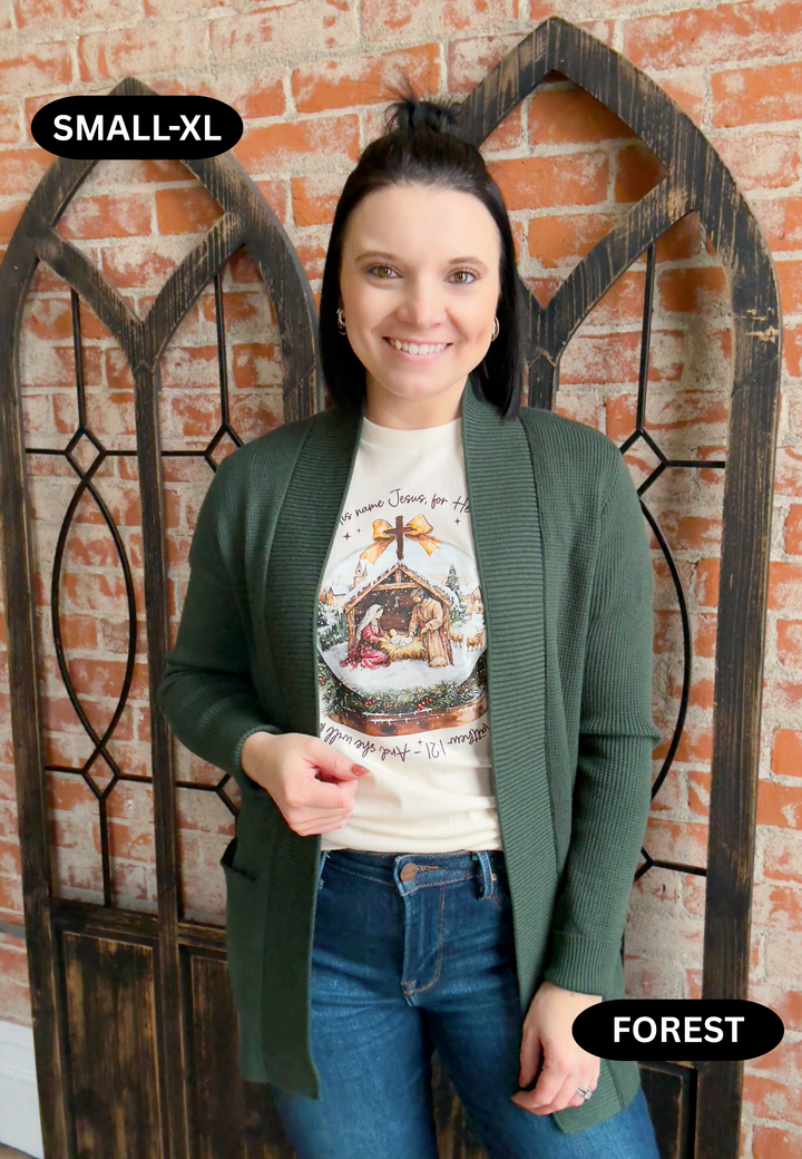 Feels Like Home Waffle Cardigan-Holiday Colors