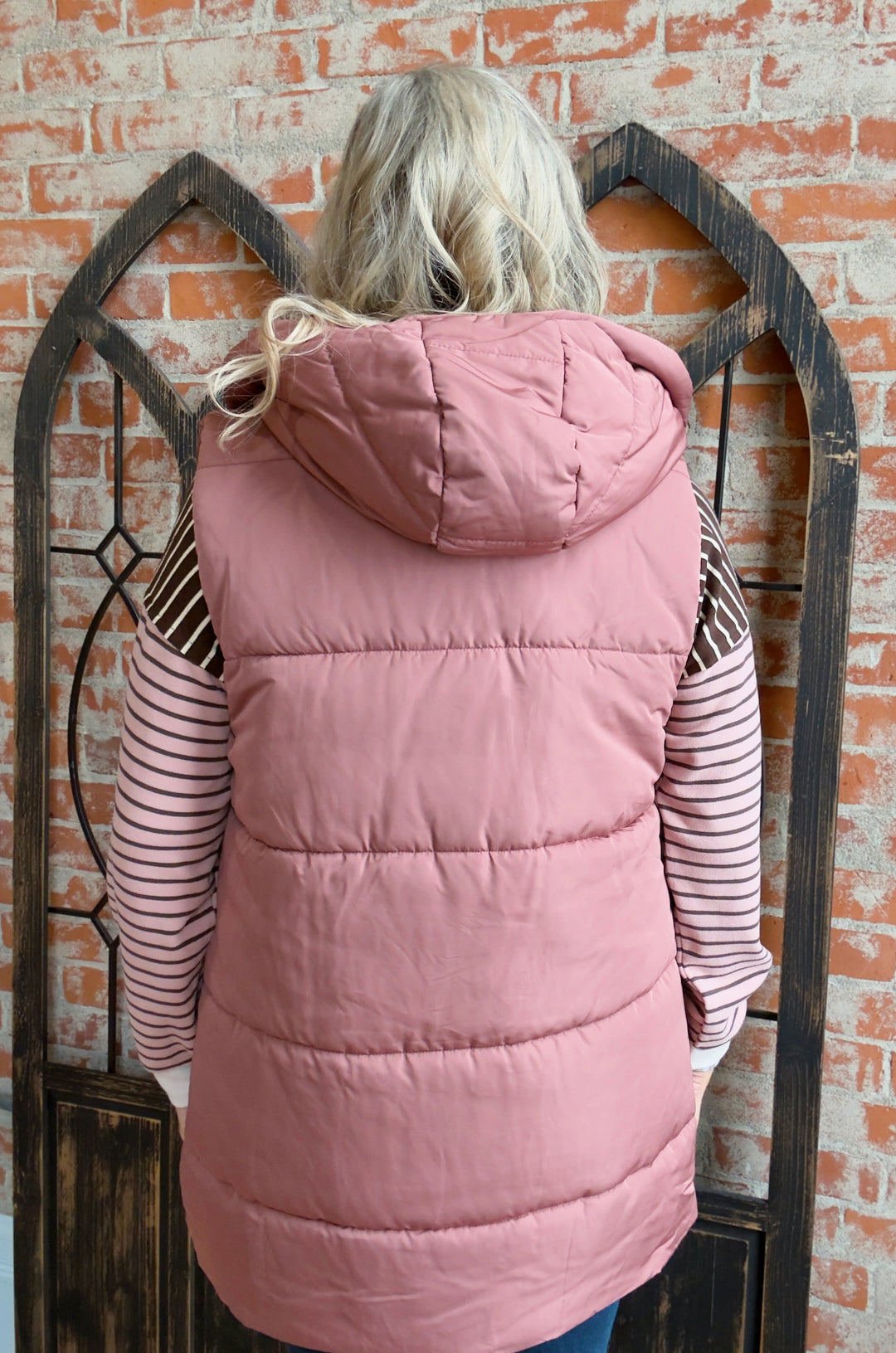 Upgrade It Long Puffer Vest-Mauve