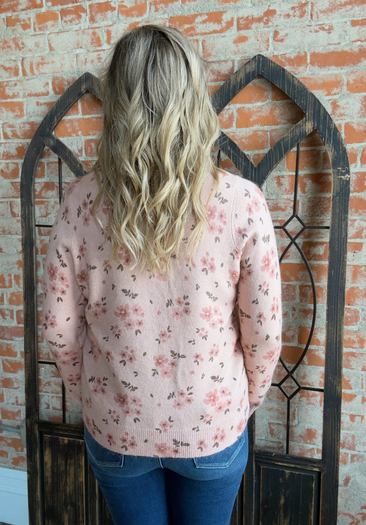 Pretty Petals Floral Sweater-Blush
