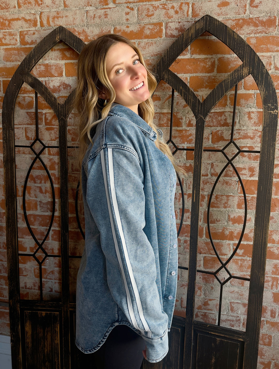 Race To The Finish Varsity Stripe Sleeve Jacket