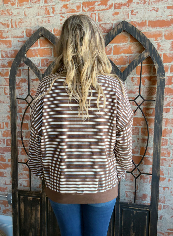 Don't Waste A Moment Striped Halfzip