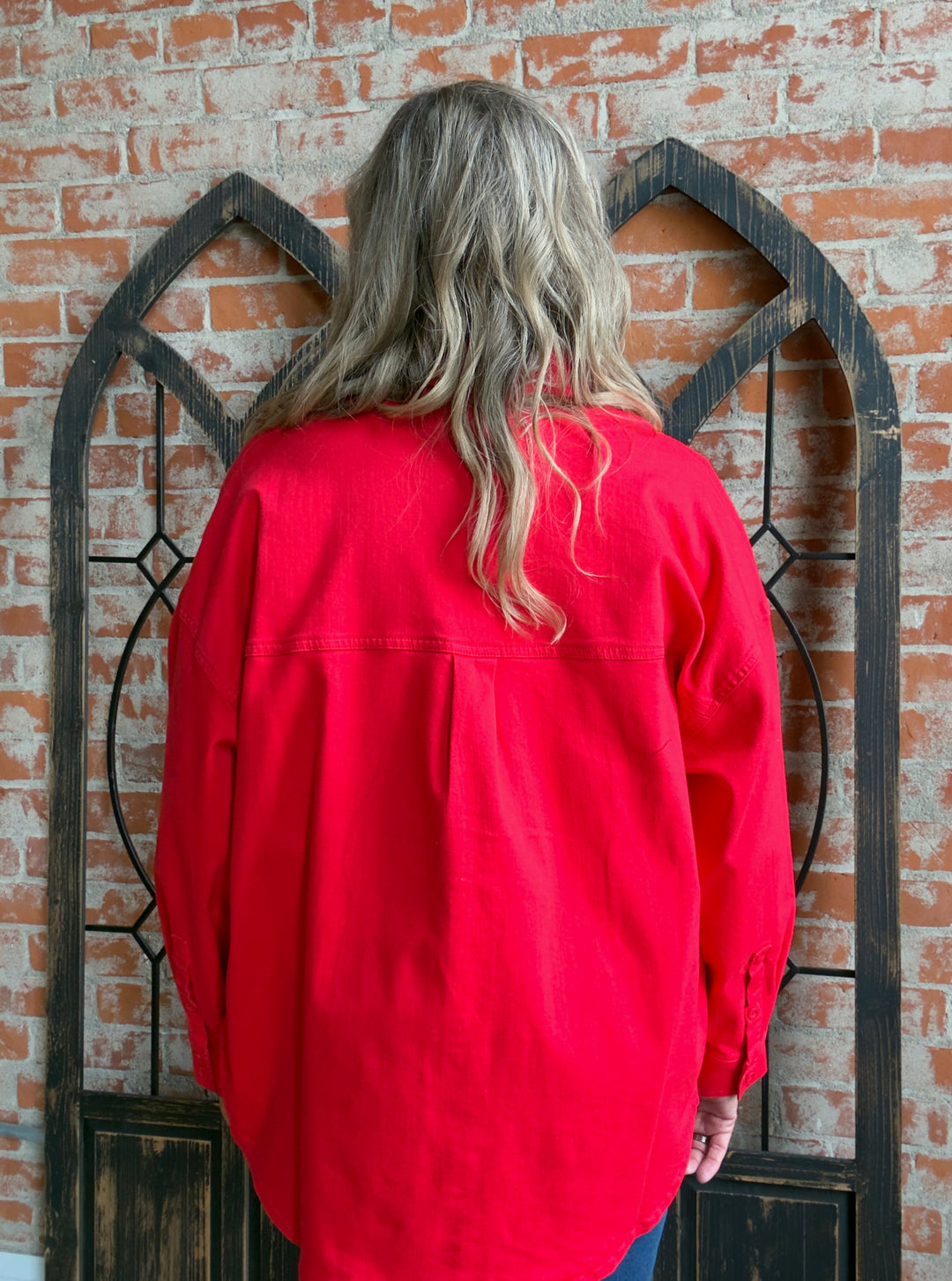 In Charge Red Denim Jacket