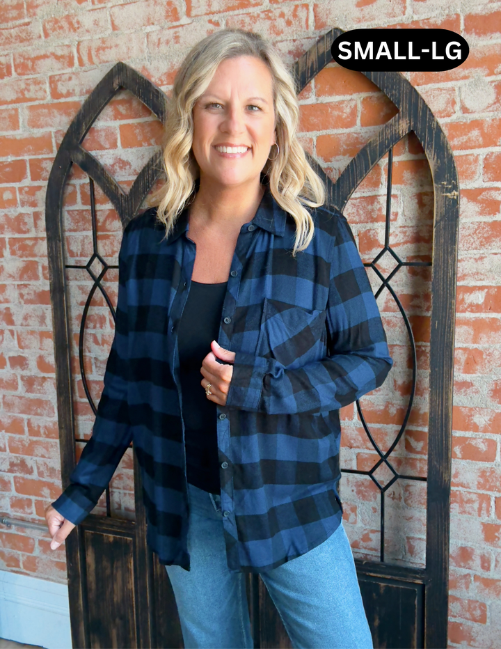 Not your Boyfriends Buffalo Check Flannel-Blue