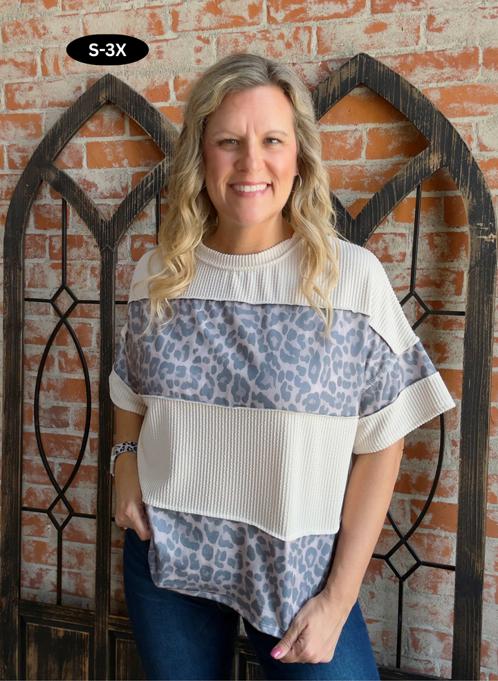 She's On Fire Ribbed Leopard Color Block
