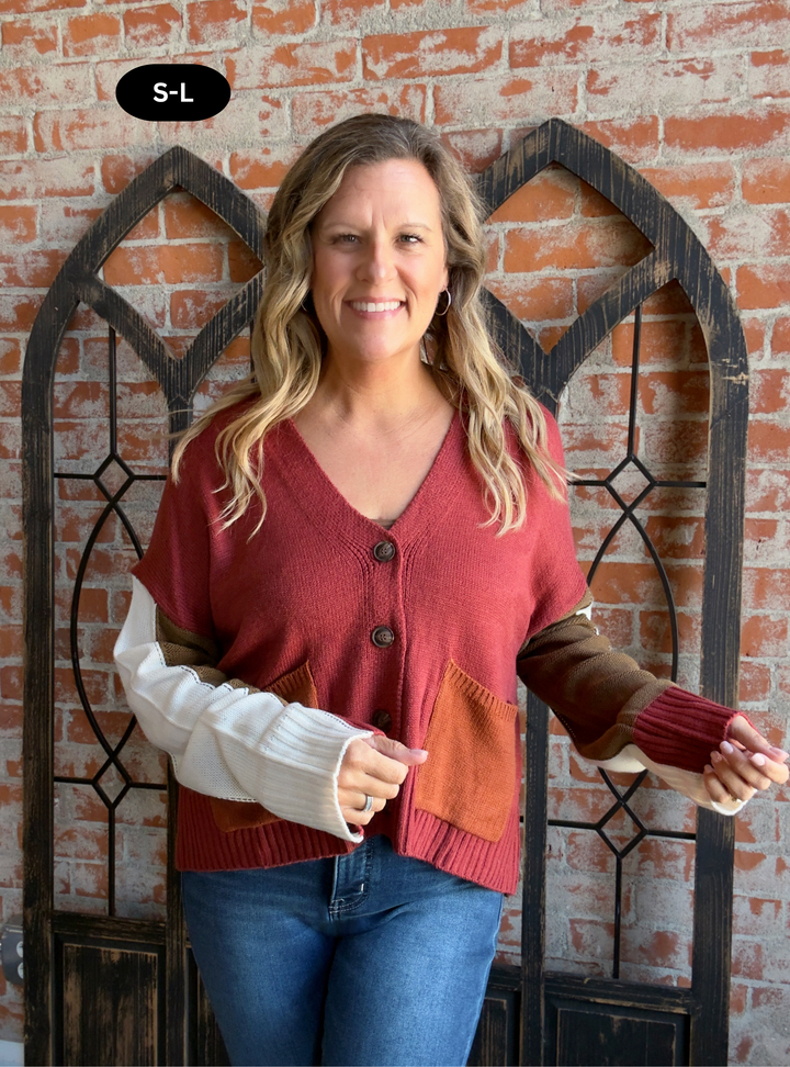 Fall Explosion Color Block Cardigan