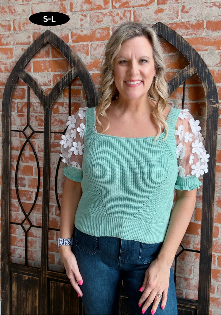 Good Mood Floral Sleeve Sweater