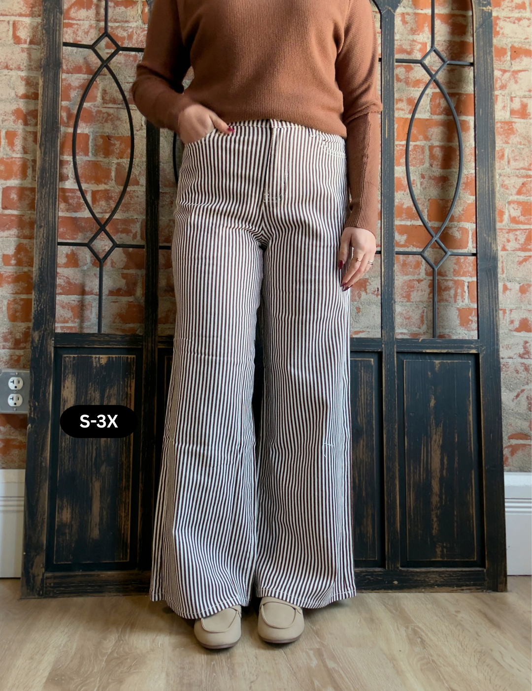 Keep Me On Track Striped Pant-Brown