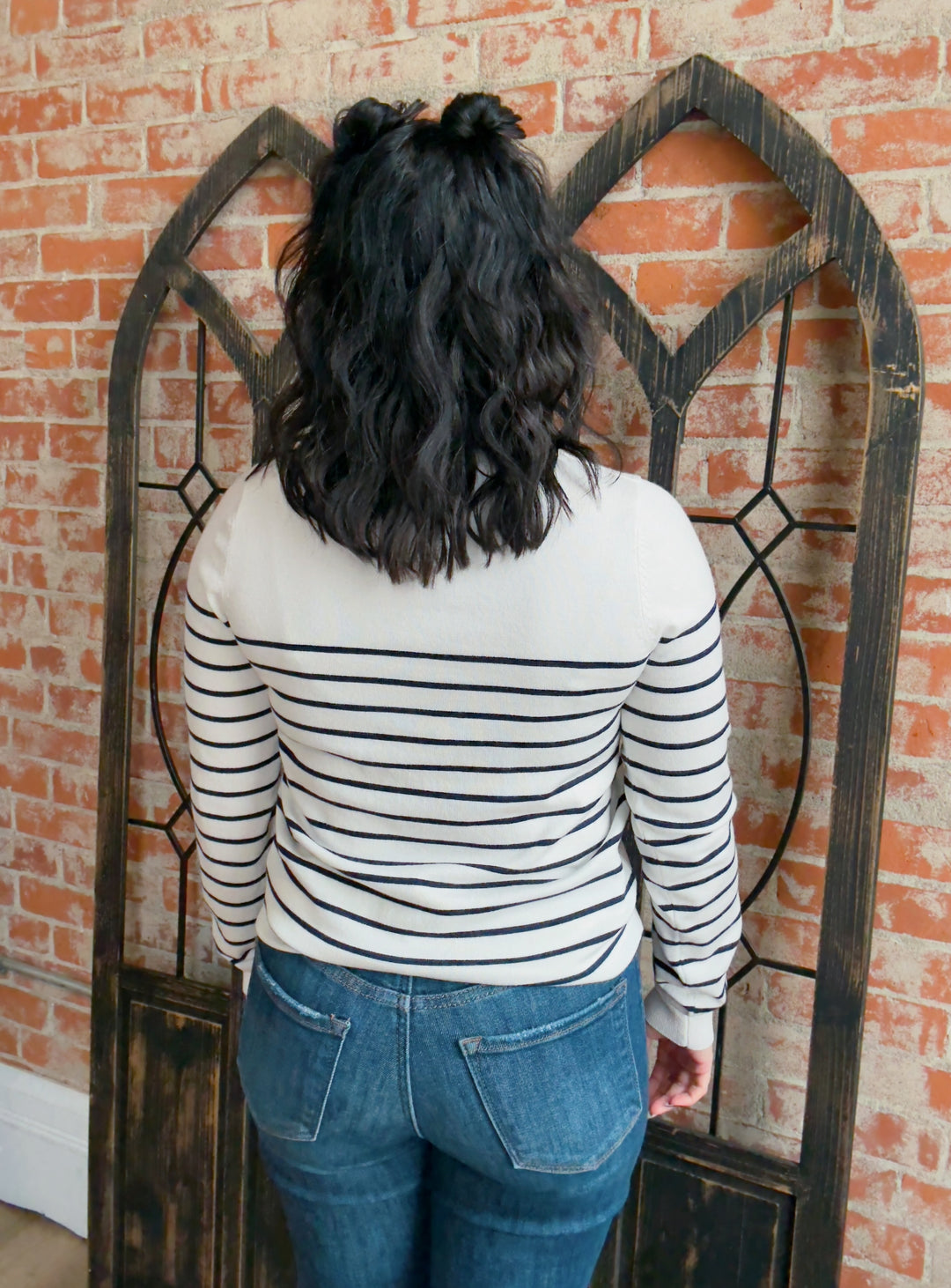 Waking Up Striped Sweater-Ivory/Navy