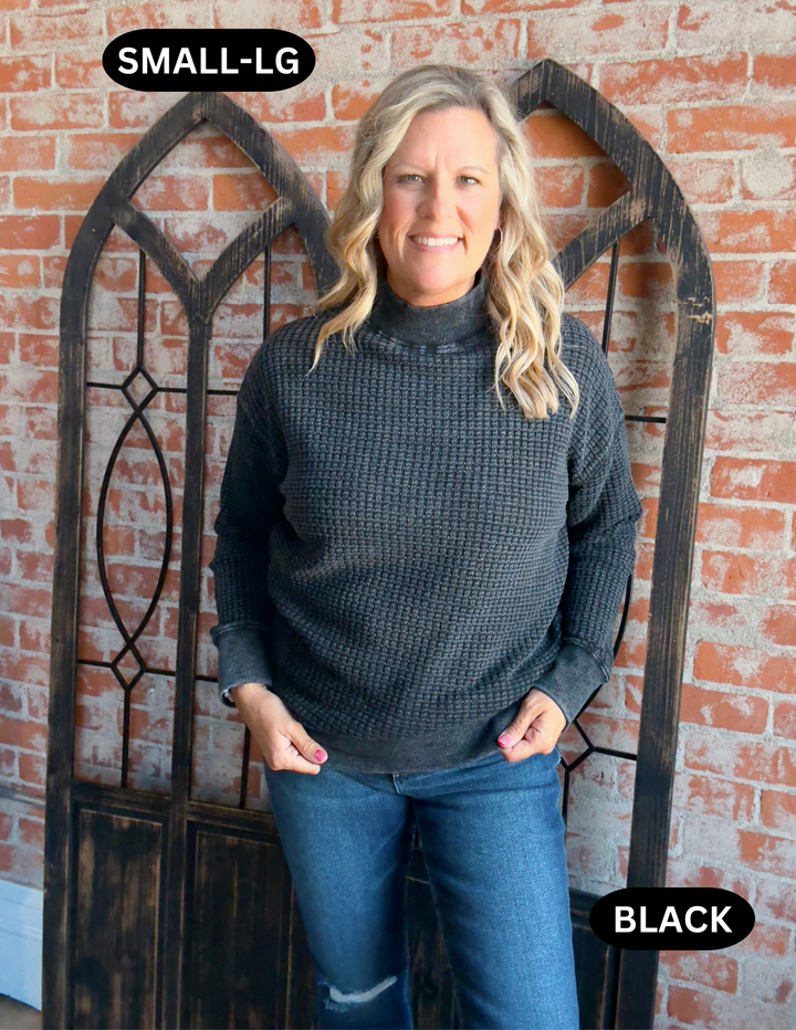 Deserve It Chunky Waffle Crewneck-2 Colors