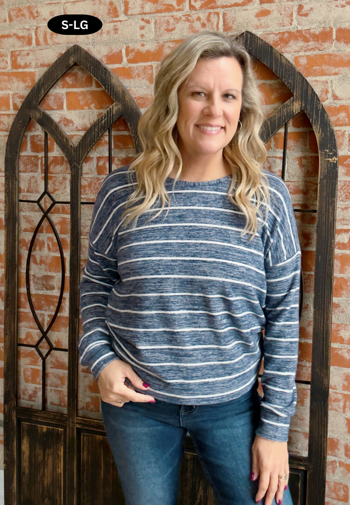 Watch Me Walk Away Striped Twist Back Long Sleeve