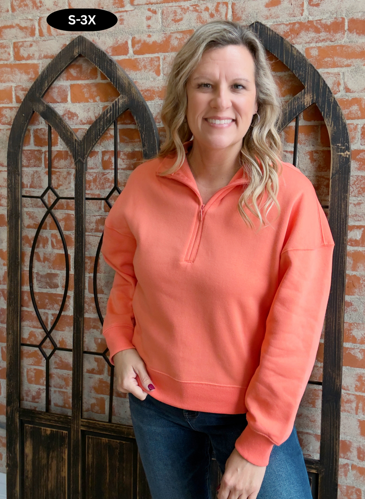 Burst Of Cozy Fleece Pullover-Coral