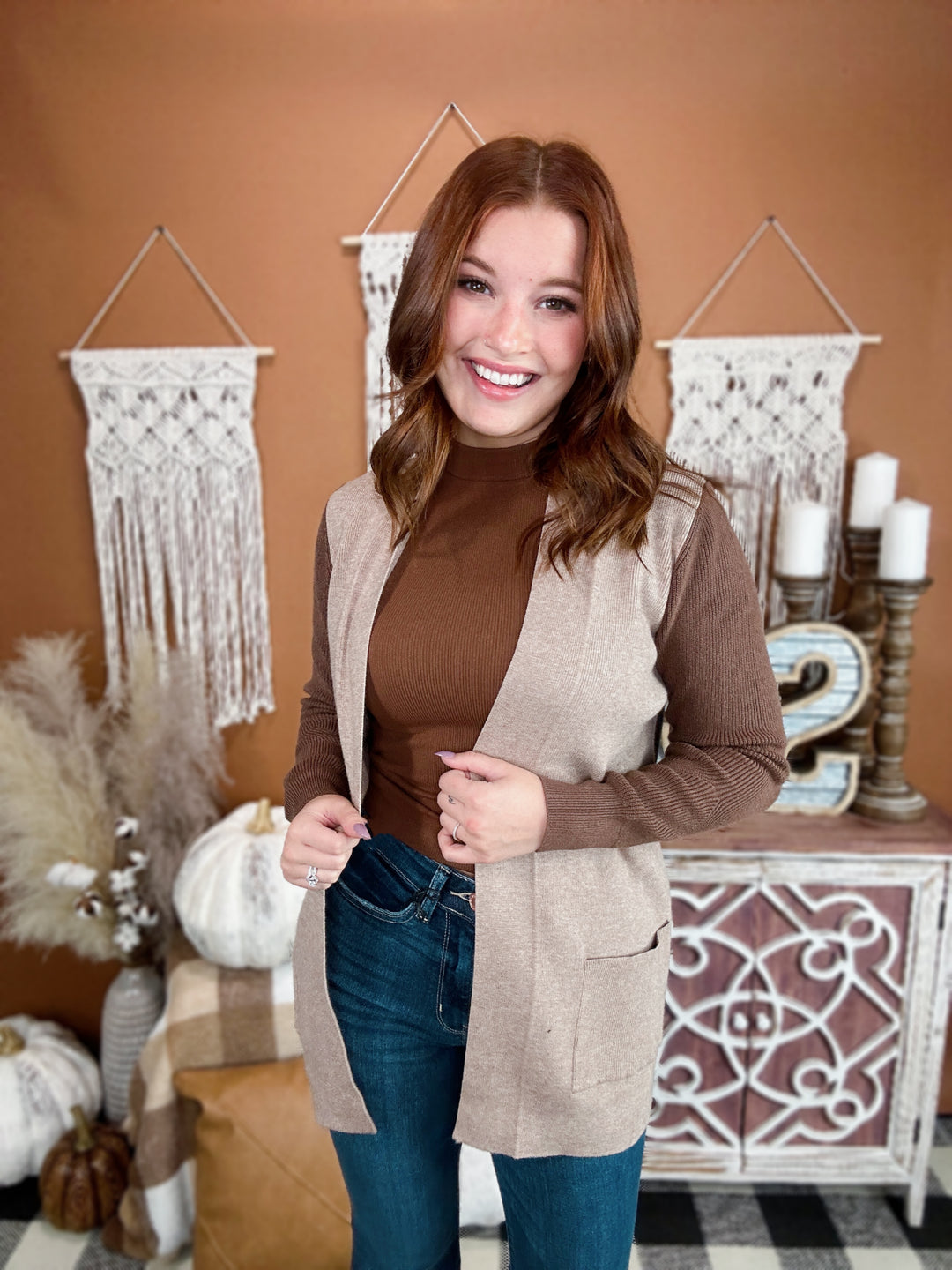 Something About You Chocolate Color Block Cardigan