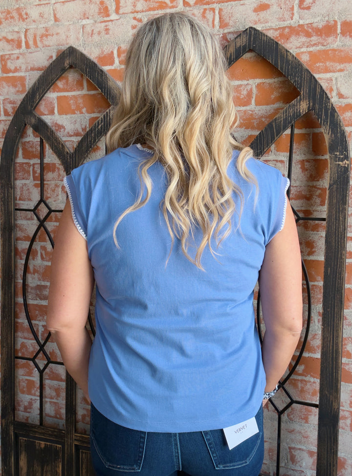 With You Stitched Cap Sleeve-Periwinkle