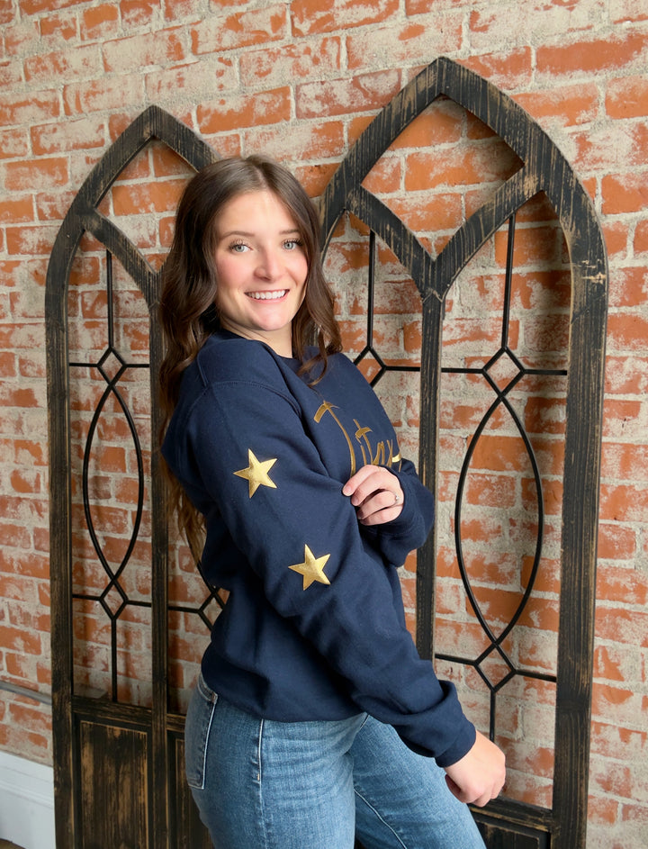 Metallic Titans Star Crewneck