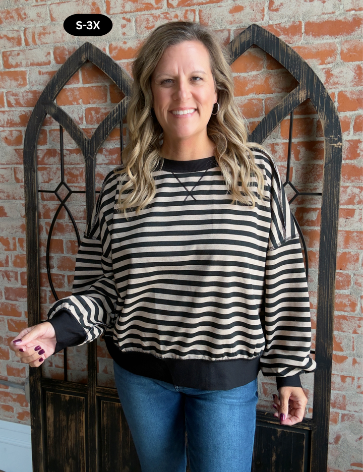 Love Me Forever Striped Crewneck