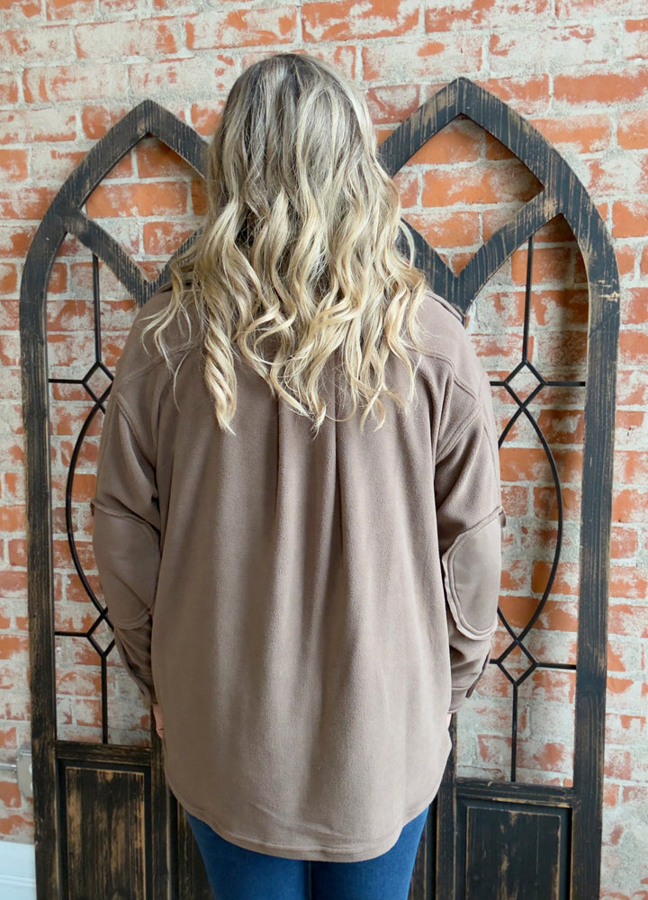 Feelin' Cozy Fleece Shacket-Mocha