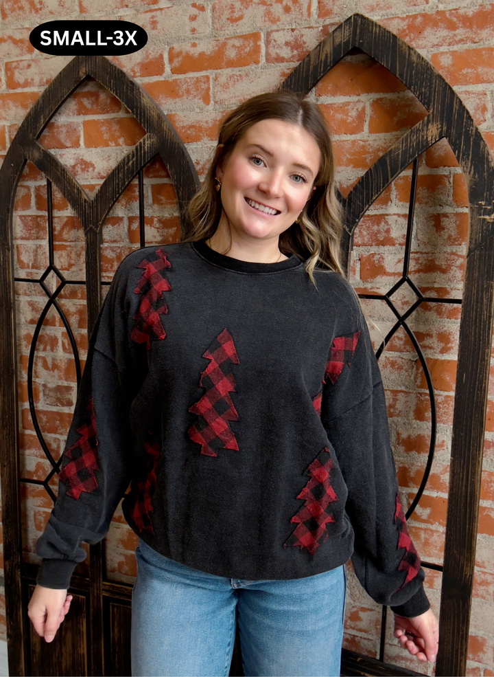 Jingle All The Way Buffalo Plaid Tree Pullover