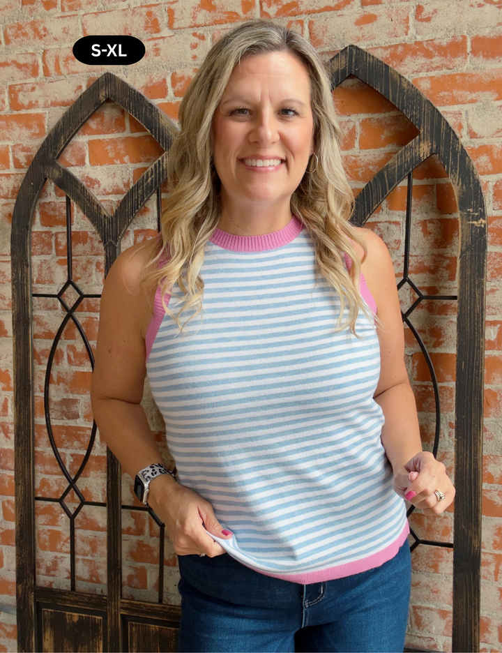 Turn To Happiness Striped Tank