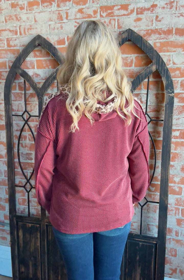 I'm Enjoying The Moment Leopard Color Block Hoodie