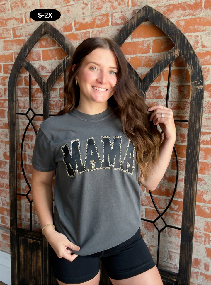 MAMA Leopard Charcoal Tee