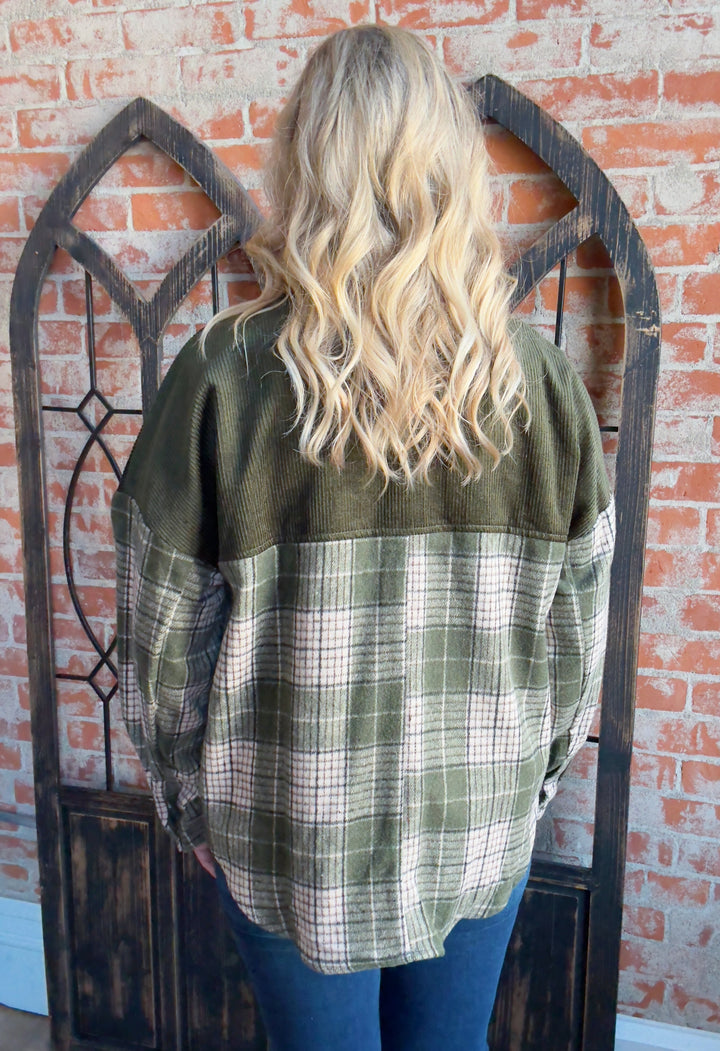 Evergreen Dreams Plaid Color Block Shacket