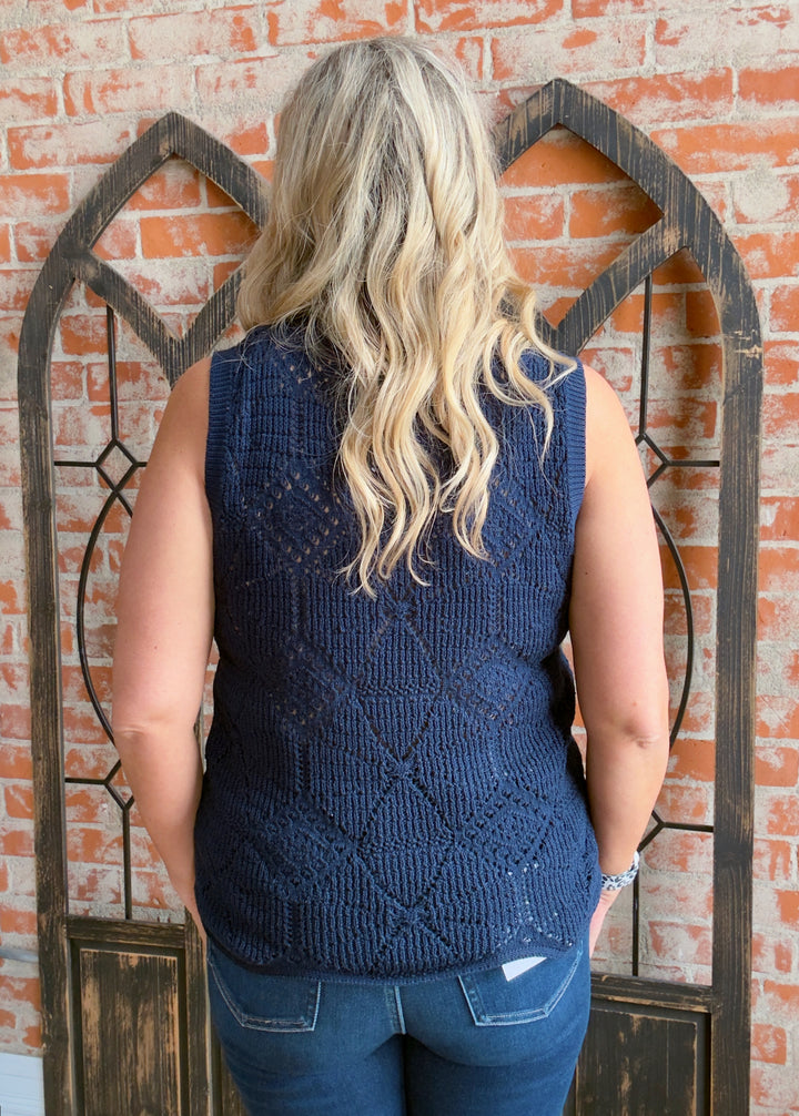 In This Case Sweater Tank-Navy