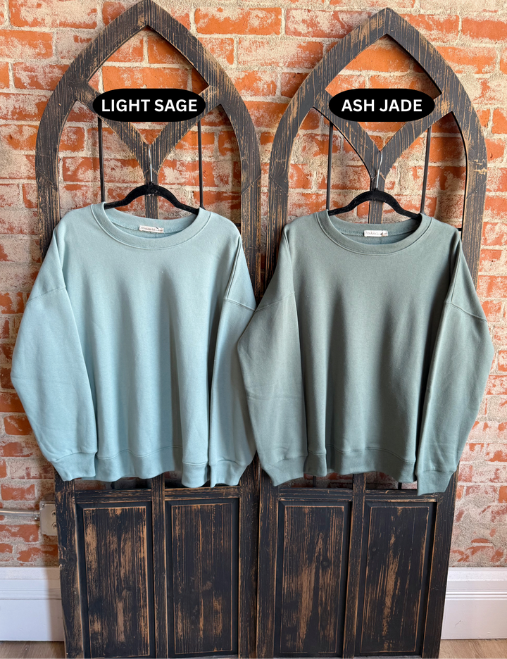 Cozy By The Campfire Crewneck-Sage Hues