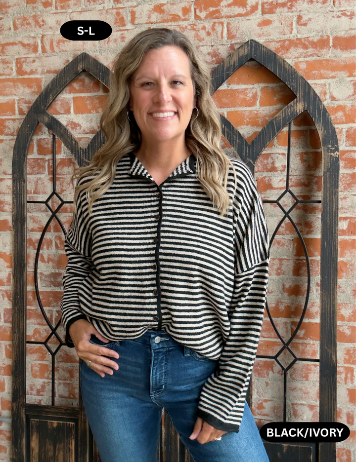 Top Of Mind Striped Sweater Cardigan- 4 Colors