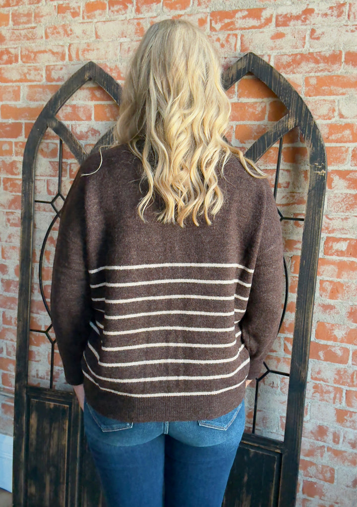 Nice & Toasty Walnut Striped Sweater