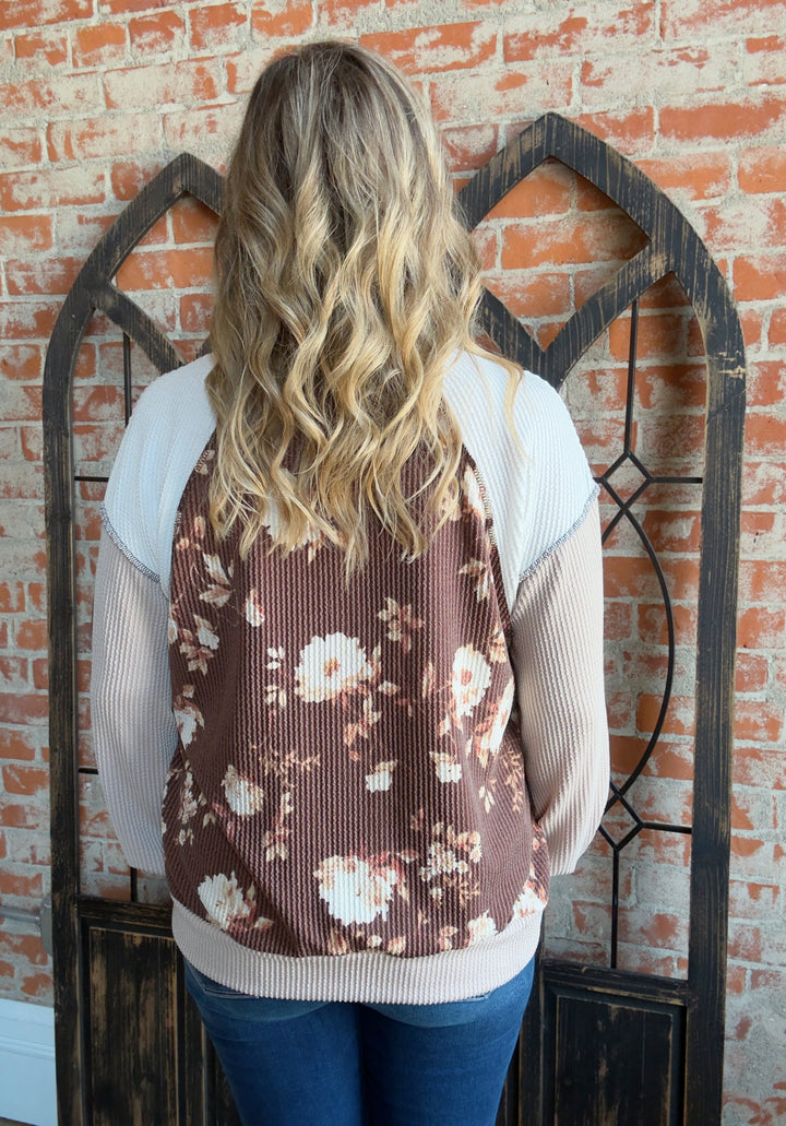 That Fall Floral Moment Ribbed Color Block