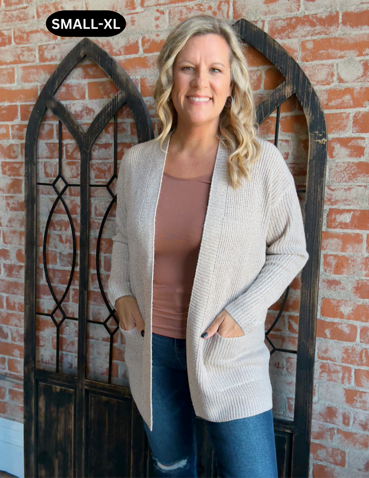 Sugar Cookie Comfort Cardigan-Taupe