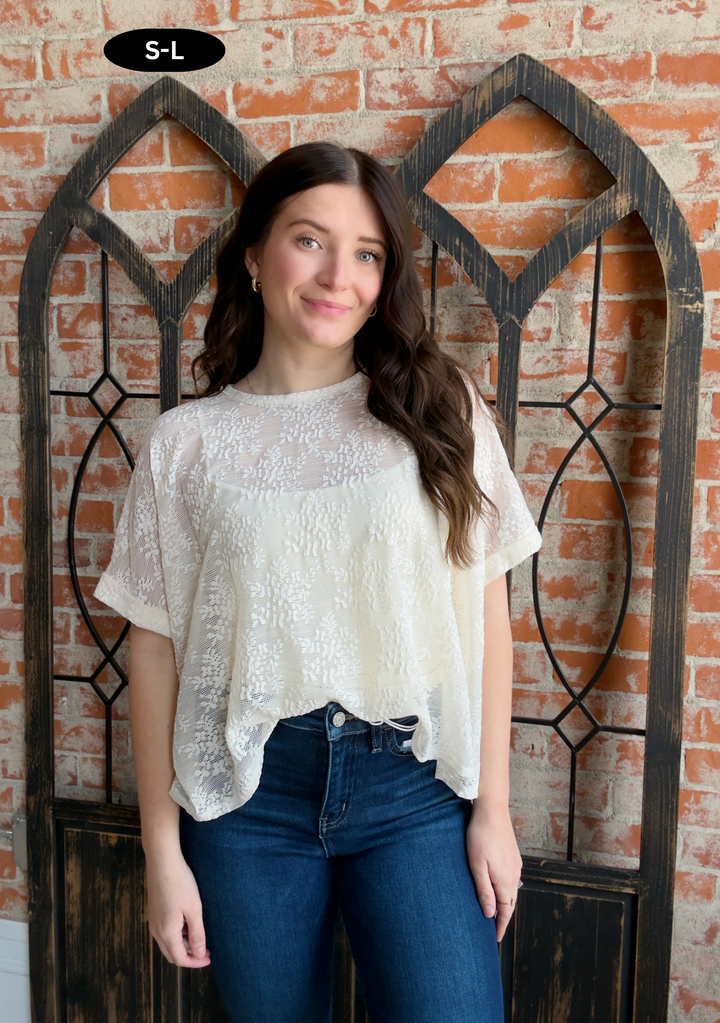 Reminisce With Me Lace Tee-Ivory