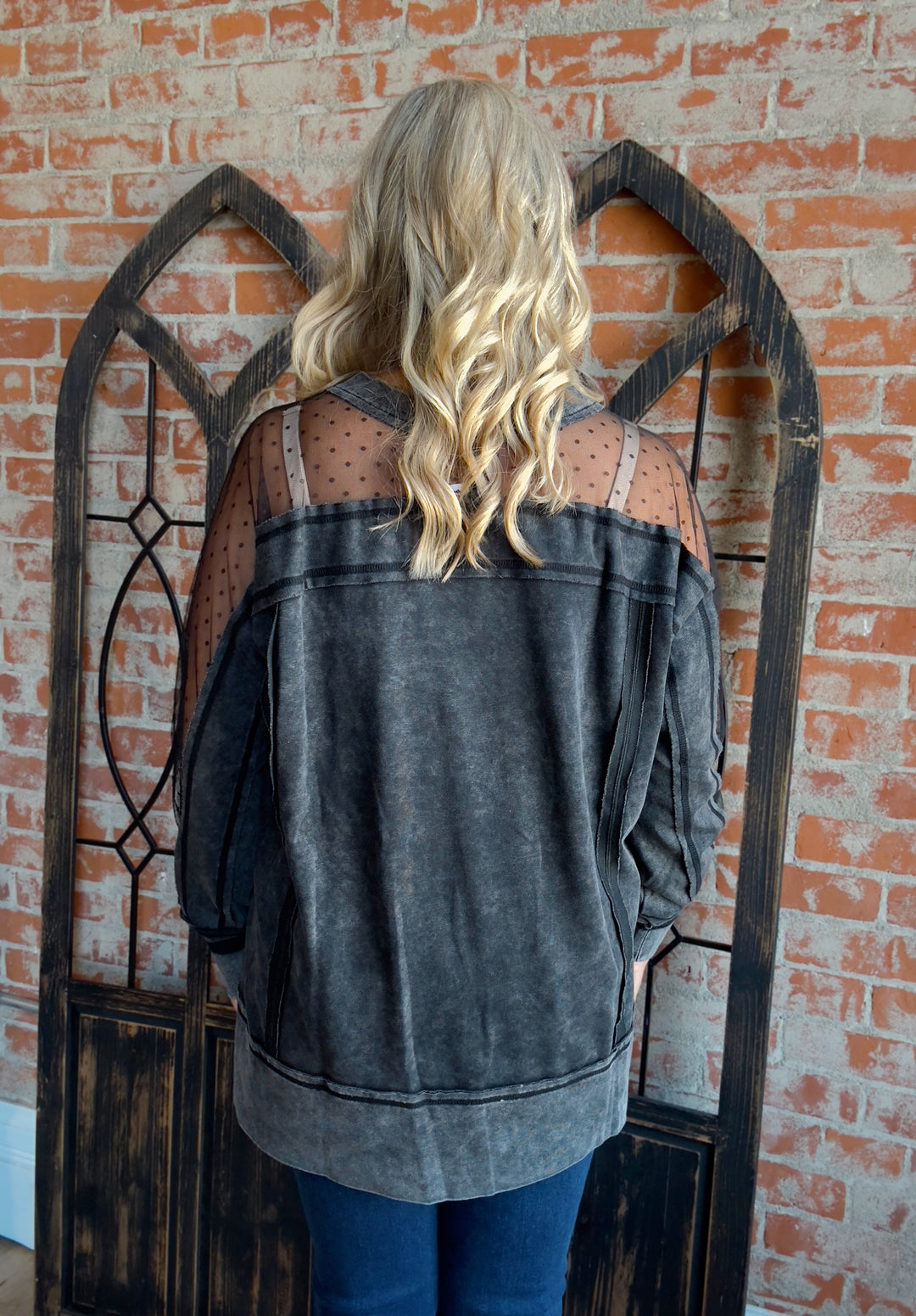 My Lips Are Sealed Lace Crewneck Tunic